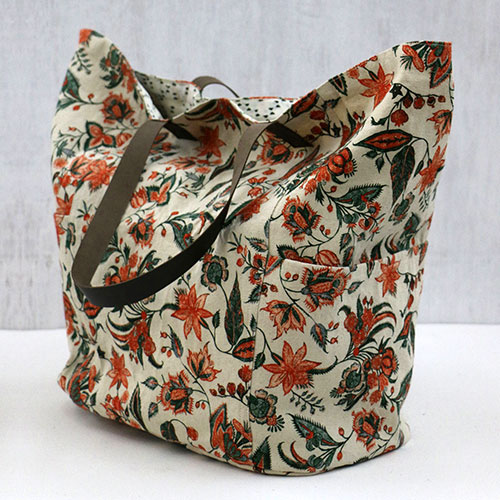 Floral Chintz Block Printed Tote Bag