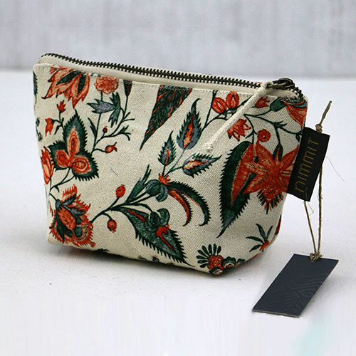 Floral Chintz Block Printed Pouch - Small