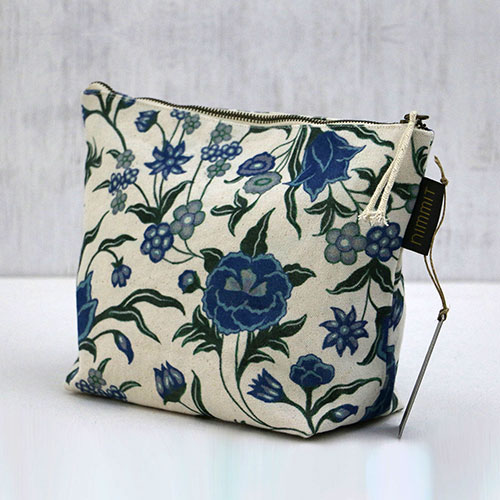 Chintz Flower Block Printed Pouch - Large