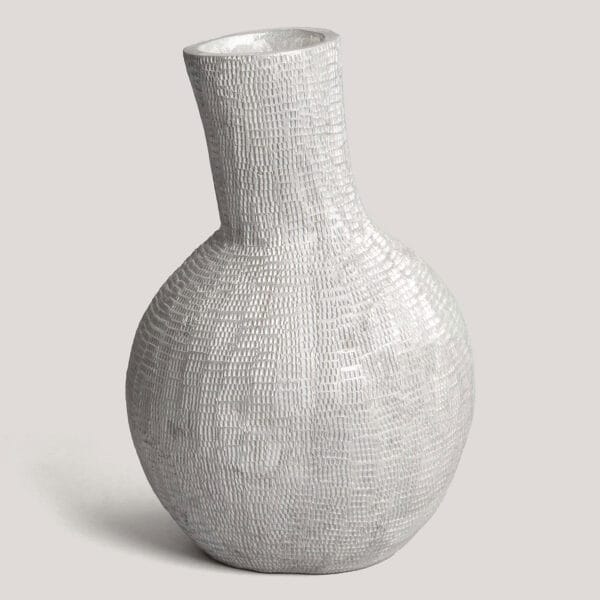 Shyla Silver Gray Hand Chiselled Aluminium Vase