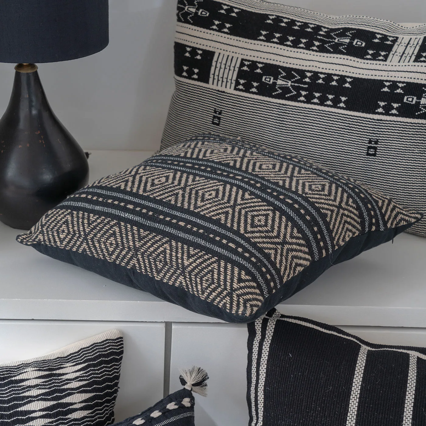 Maahi Black Handwoven Cushion Cover - Image 2