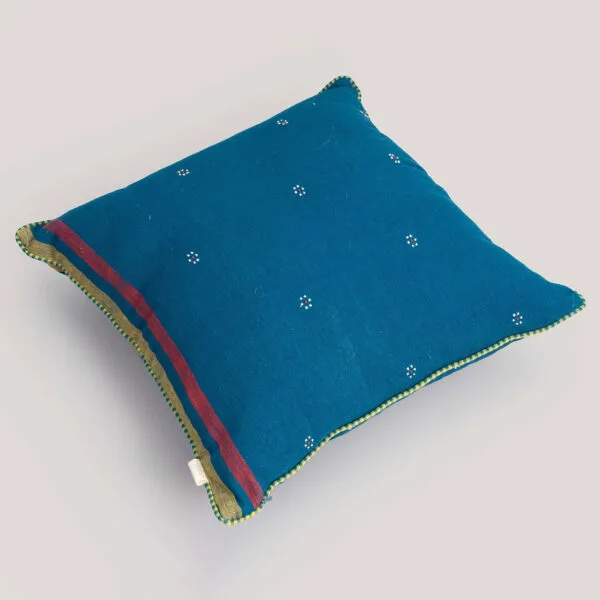 Ganga Teal Tangaliya Handwoven Kala Cotton Cushion Cover