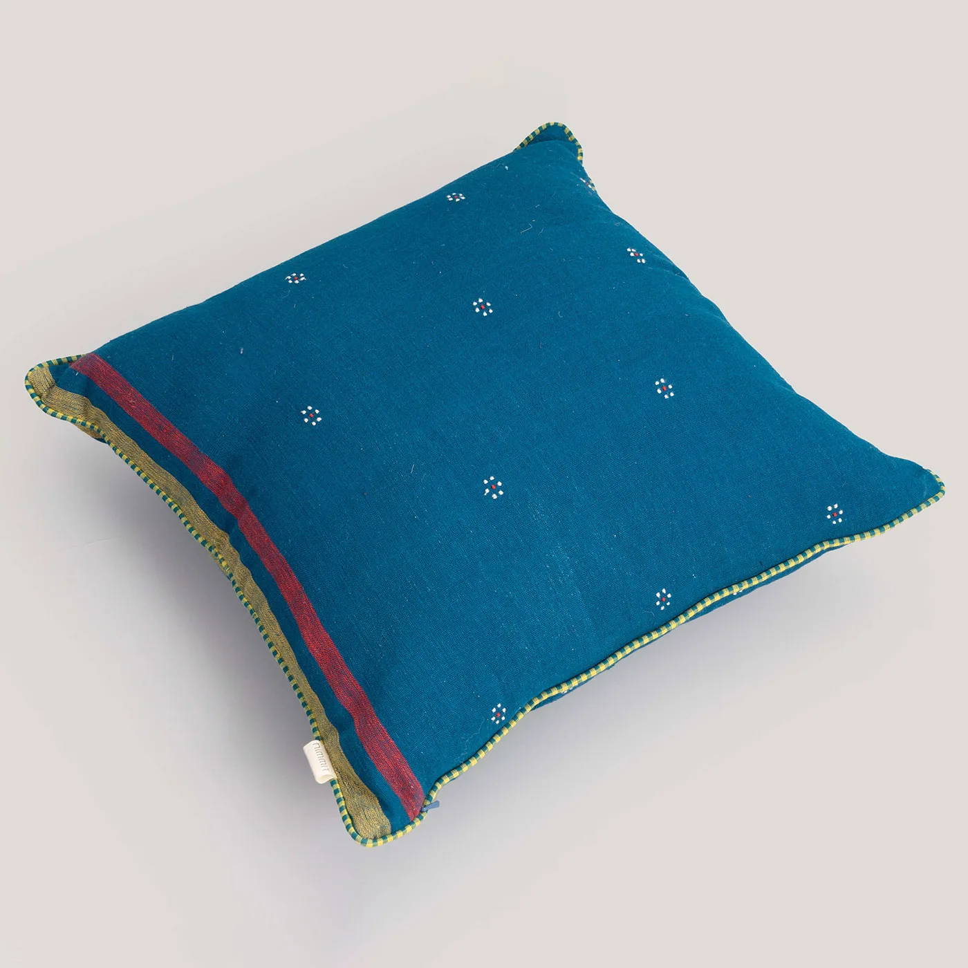 Ganga Teal Tangaliya Handwoven Kala Cotton Cushion Cover