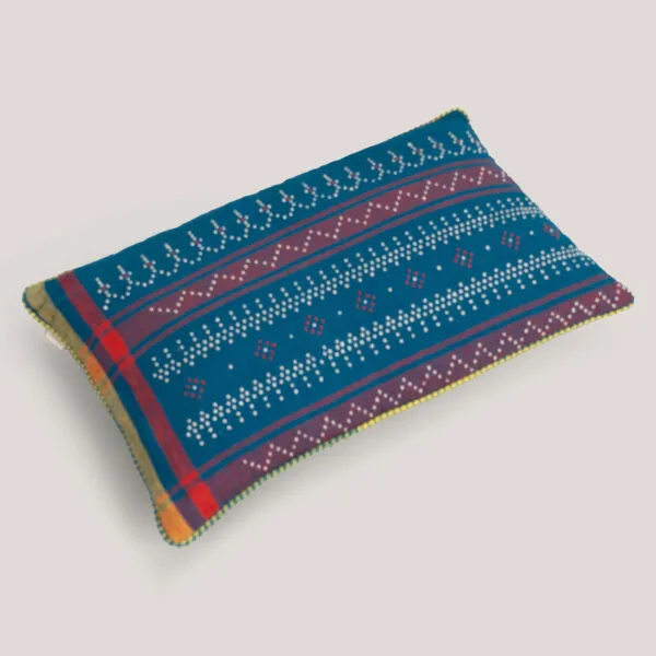 Janak Teal Tangaliya Handwoven Kala Cotton Cushion Cover