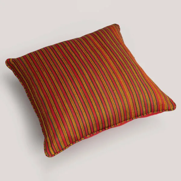 Janaki Red Multi Mashru Handwoven Cotton / Silk Cushion Cover