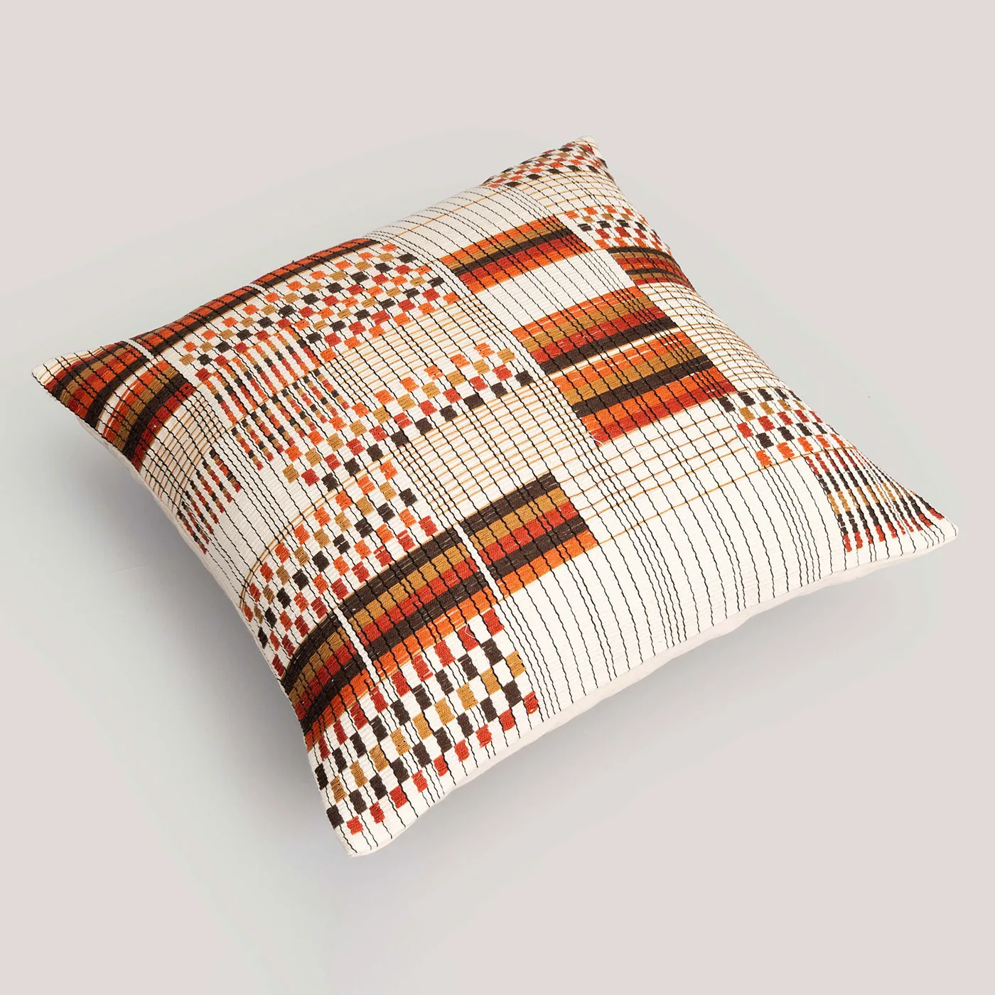 Chetna Ivory / Red Naga Handwoven 100% Cotton Cushion Cover
