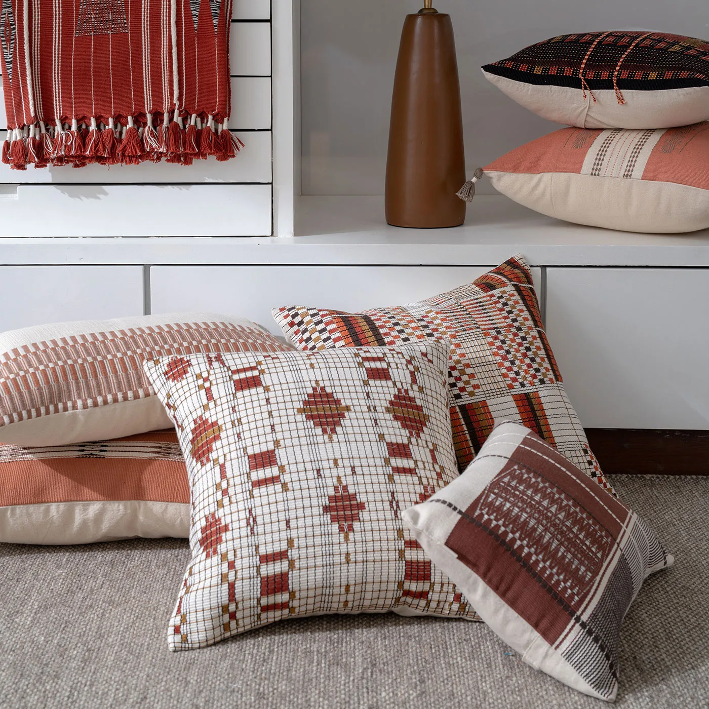 Sarva Rust Naga Handwoven 100% Cotton Cushion Cover - Image 2