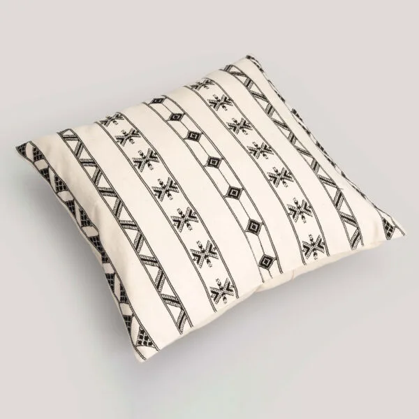 Sita Ivory / Black Handwoven 100% Cotton Cushion Cover