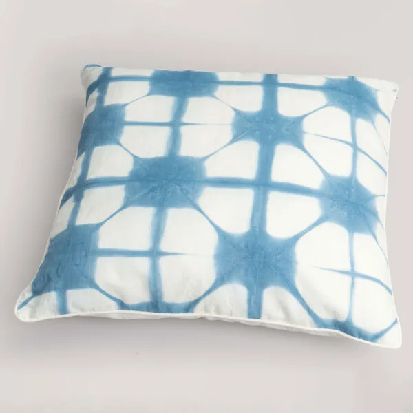 Dwani Blue Clamp Dyed 100% Cotton Cushion Cover