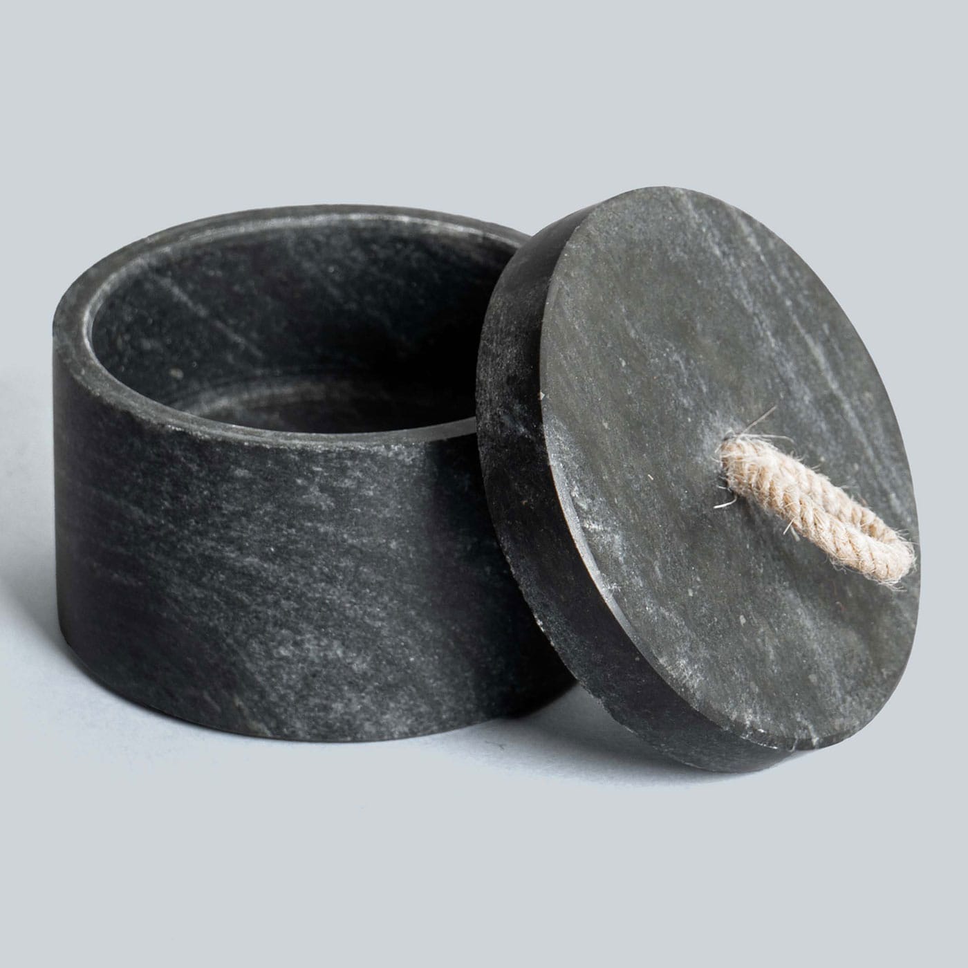 Dhanya Black Hand Carved Marble Container - Image 2