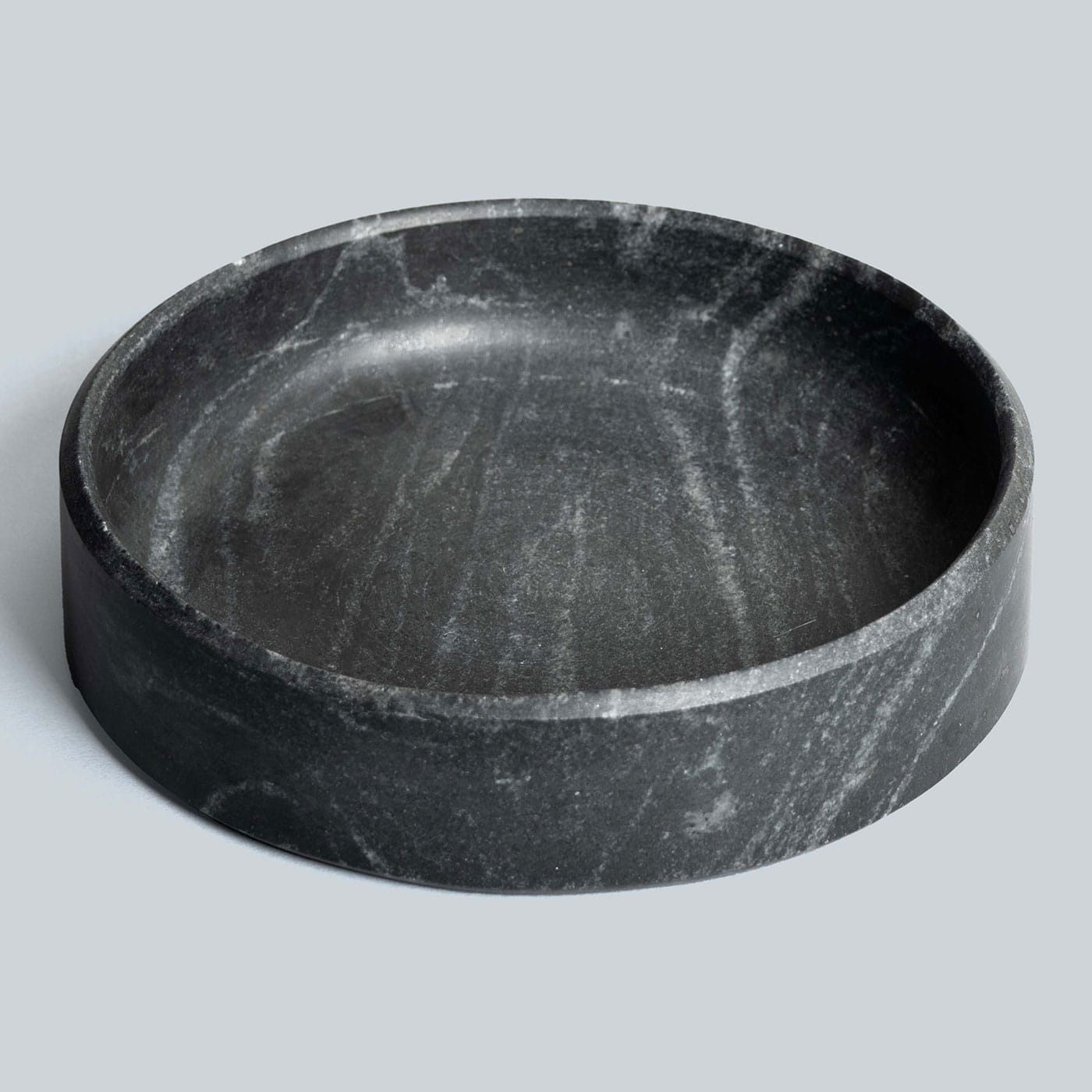 Indra Black Hand Carved Marble Plate (Large)