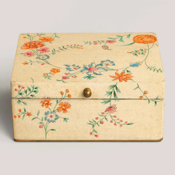 Chintz Ivory Hand Painted Wooden Box (Medium)