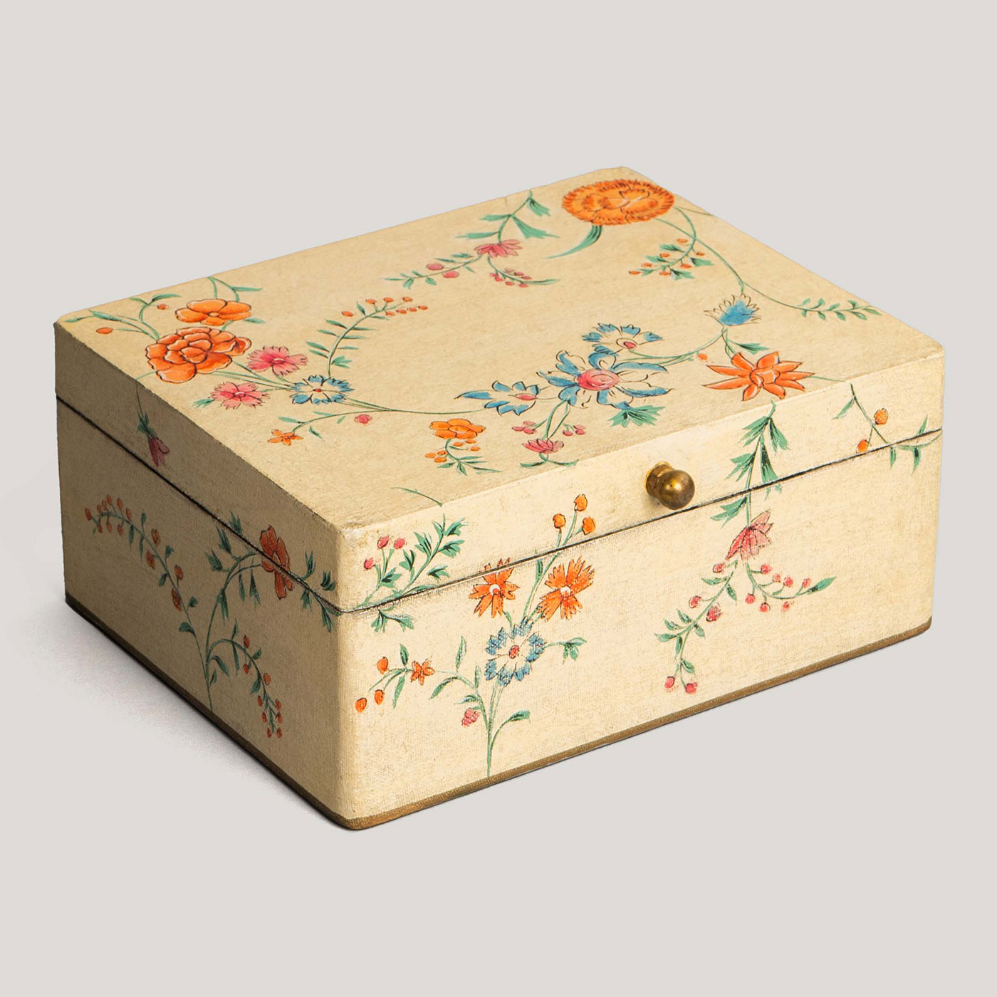 Chintz Ivory Hand Painted Metal Box (Medium) - Image 2