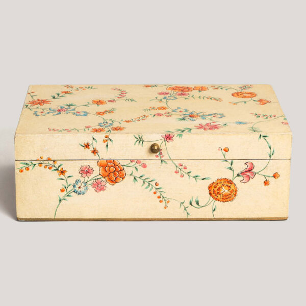 Chintz Ivory Hand Painted Metal Box (Small)
