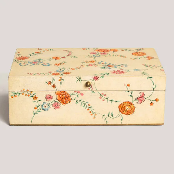 Chintz Ivory Hand Painted Wooden Box (Small)