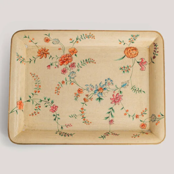 Chintz Ivory Hand-Painted Metal Tray (Small)