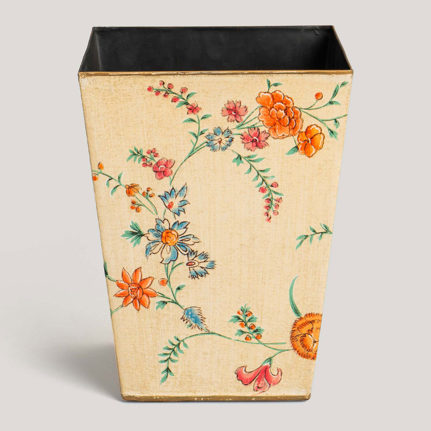 Chintz Ivory Hand Painted Metal Planter (Medium)