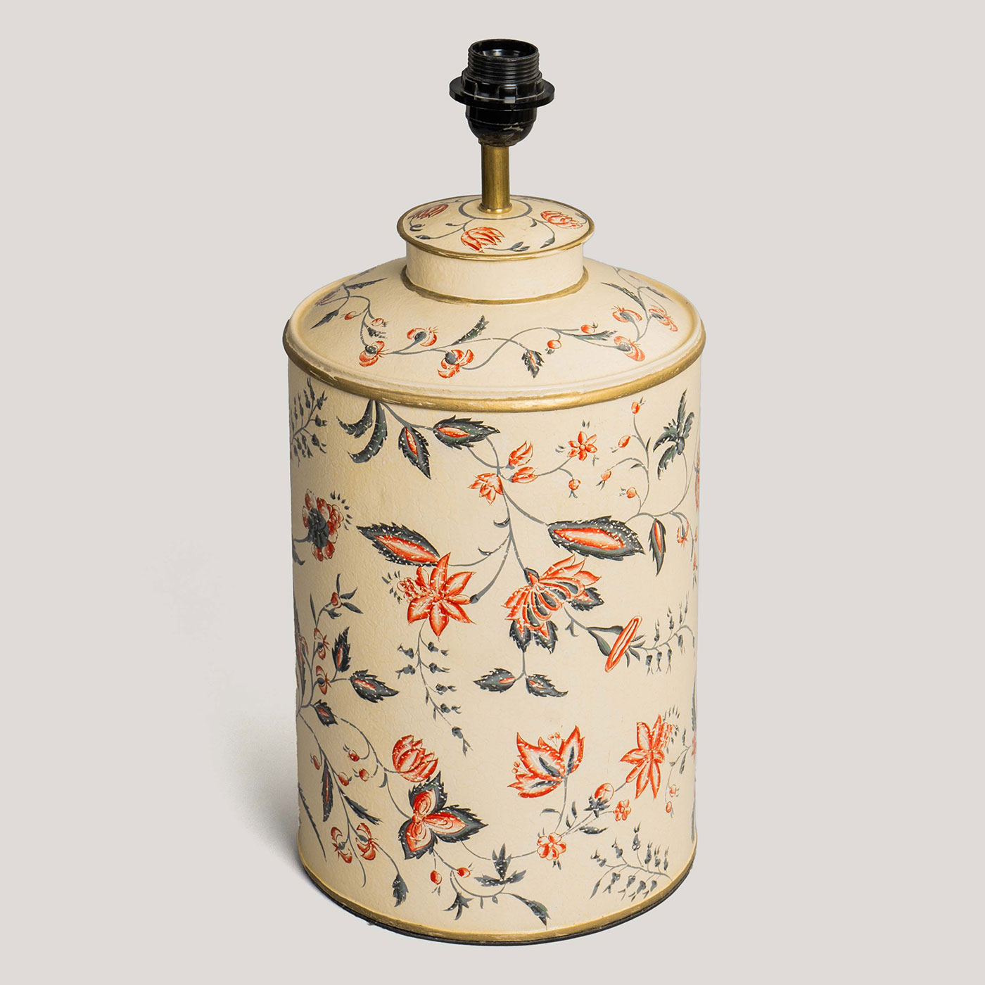 Chintz Ivory Hand Painted Metal Lamp Base