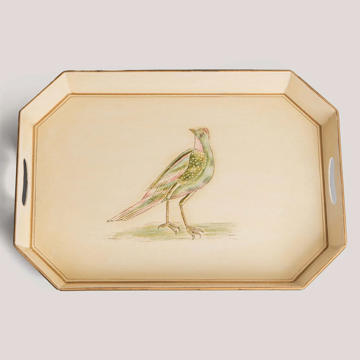 Kuyil Beige Hand-Painted Metal Tray (Medium) - Image 2