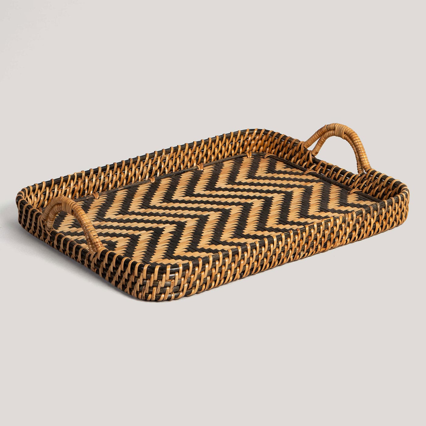 Veda Black / Ecru Natural Fibre Handwoven Tray - Image 2