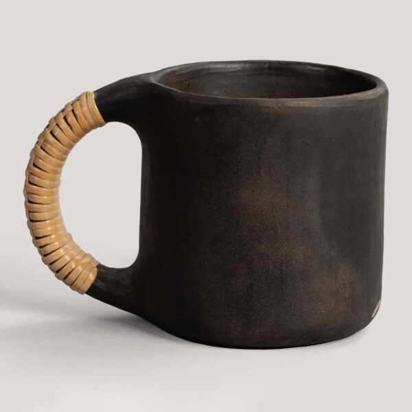 Tarak Black Stone Pottery Mug (Round)