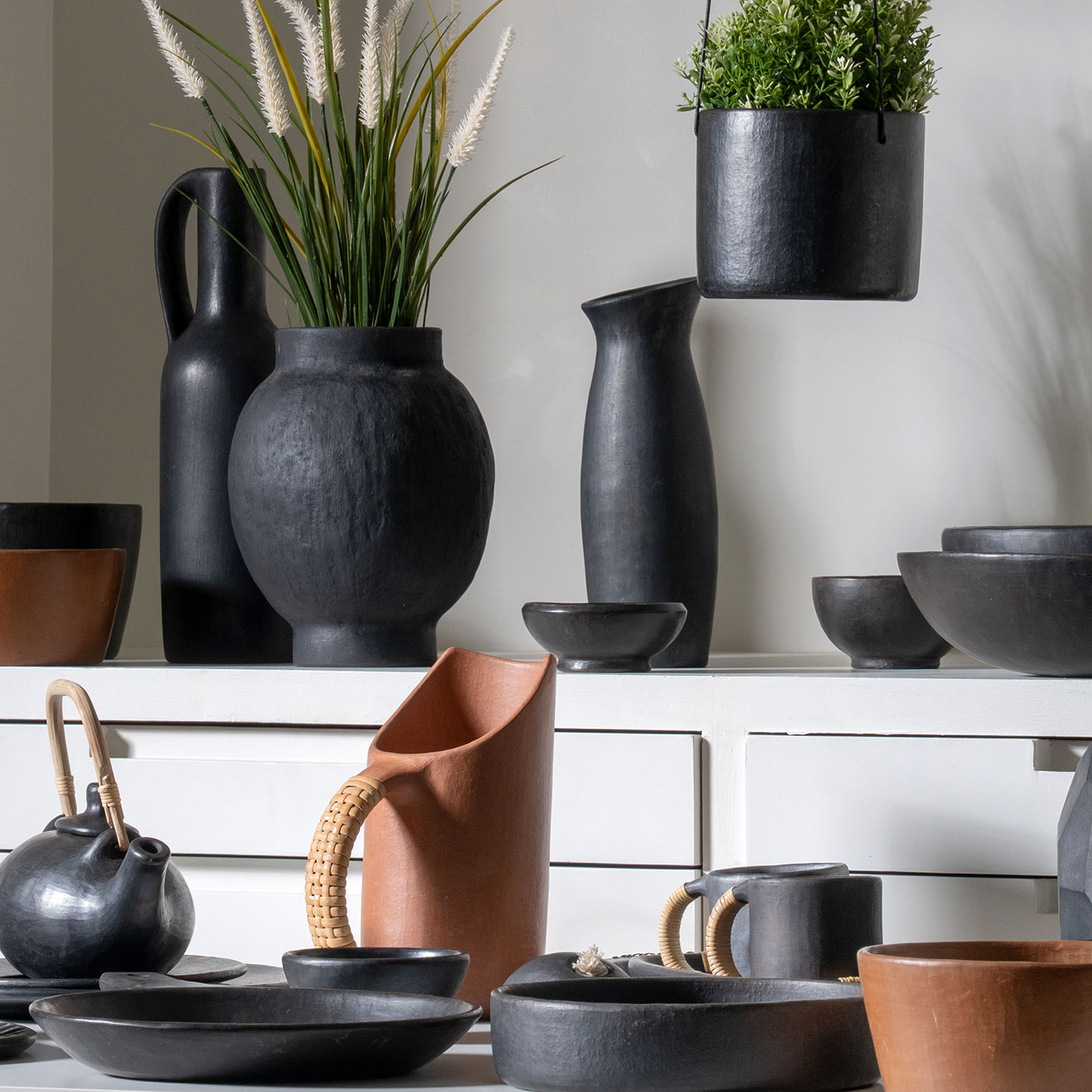 Amay Black Stone Pottery Carafe (Medium) - Image 3