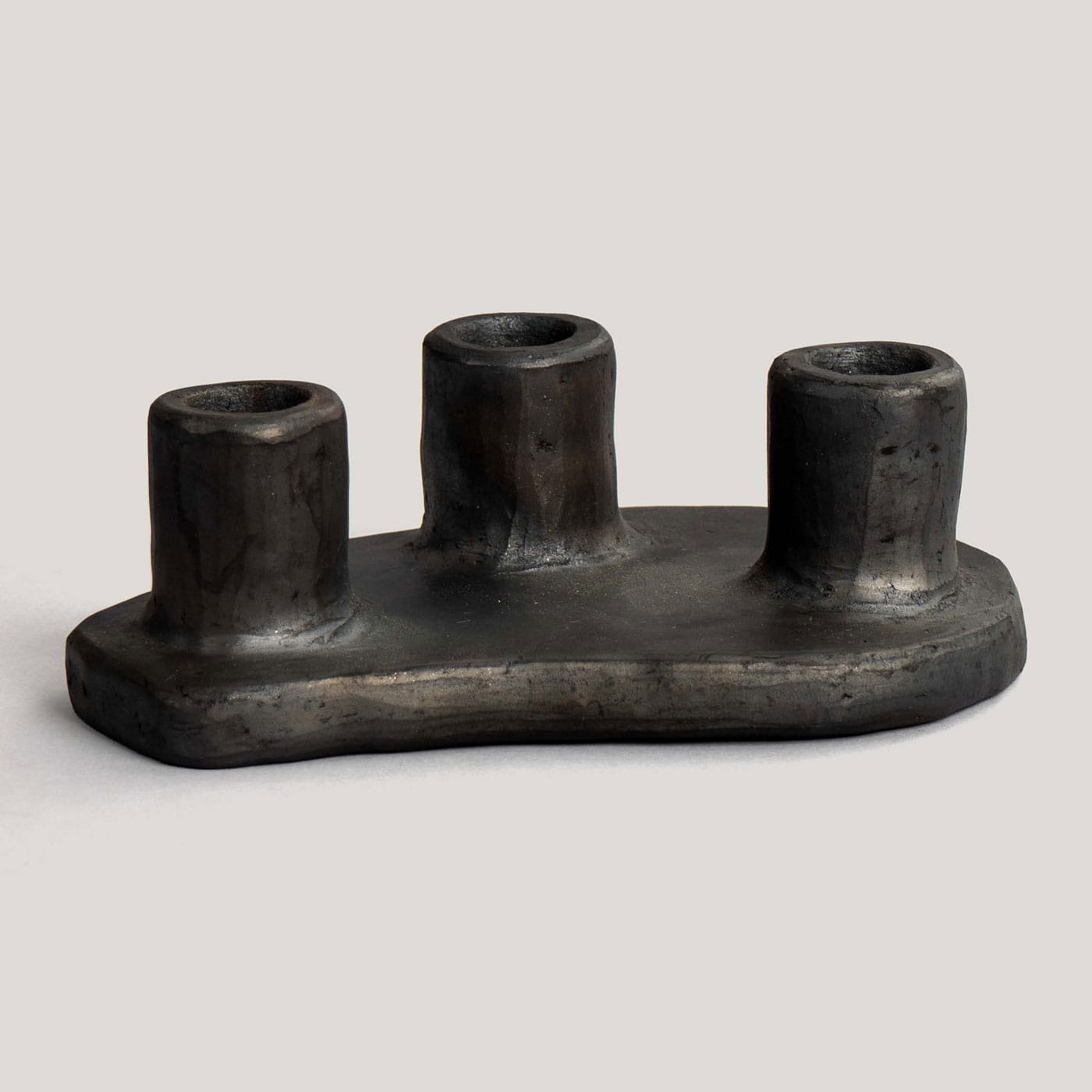 Bali Black Stone Pottery Candle Holder (Small)