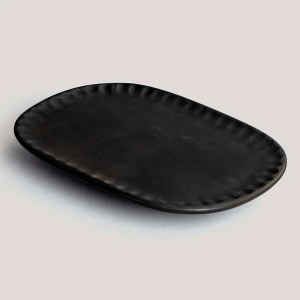 Anika Black Stone Pottery Platter (Large)