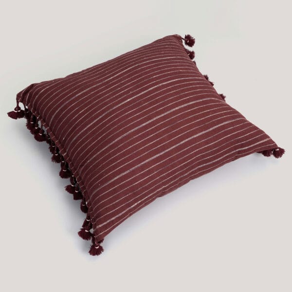 Linu Maroon Handwoven Cotton Cushion Cover