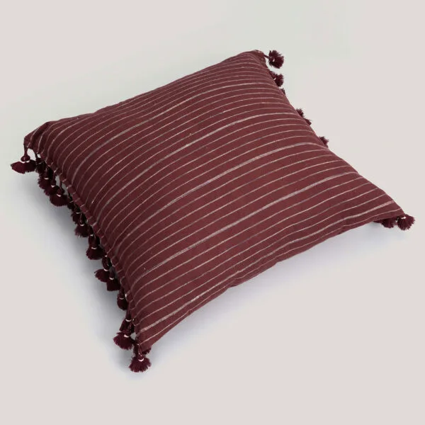 Linu Maroon Handwoven Kala Cotton Cushion Cover