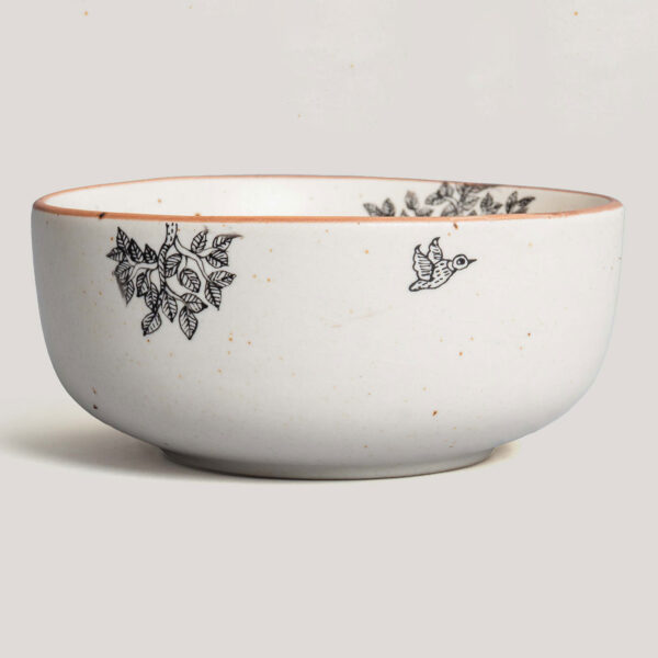 Hiran Ivory Handpainted Ceramic Serving Bowl
