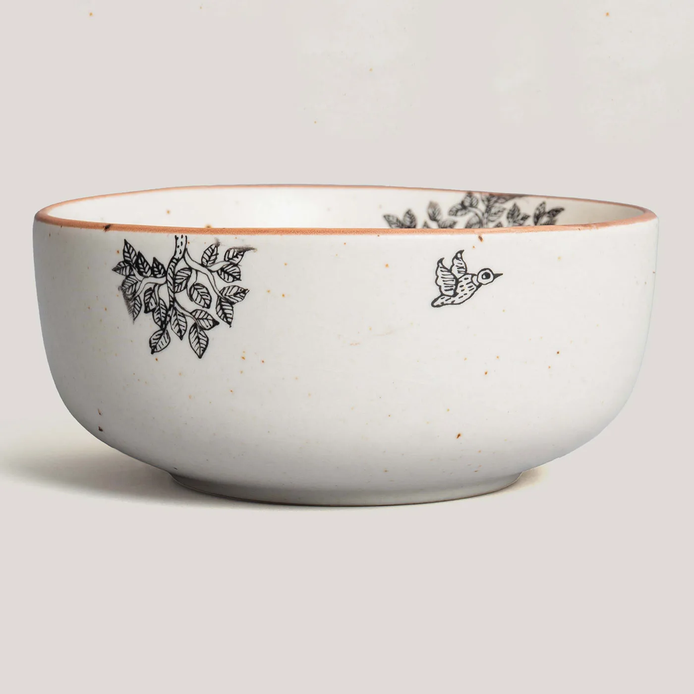 Hiran Ivory Handprinted Gond Ceramic Serving Bowl