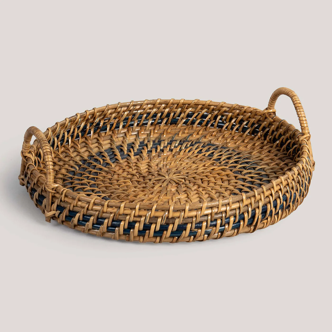Ria Blue / Ecru Natural Fibre Handwoven Tray - Image 2
