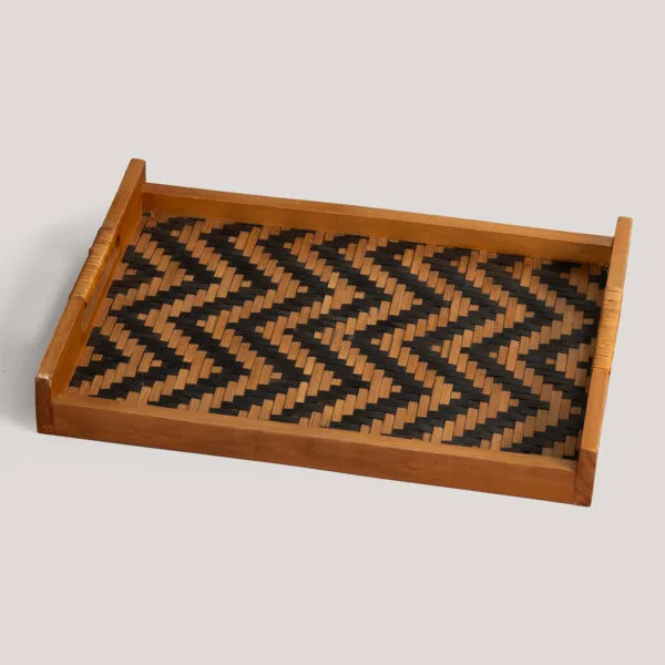 Ajaya Black / Ecru Natural Fibre Handwoven Tray