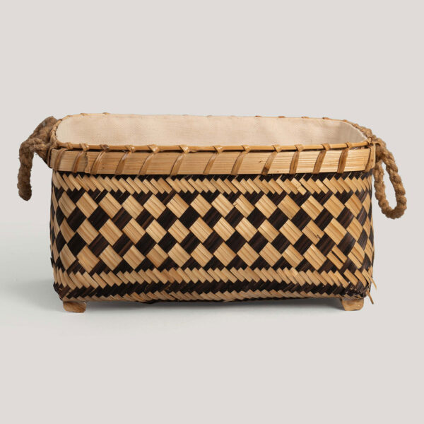 Rayan Black / Ecru Natural Fibre Handwoven Basket