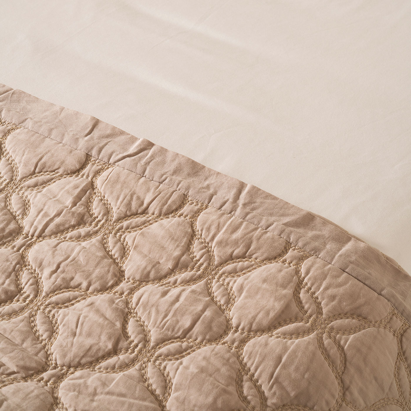 Misha Sand Embroidered Cotton Quilt - Image 2