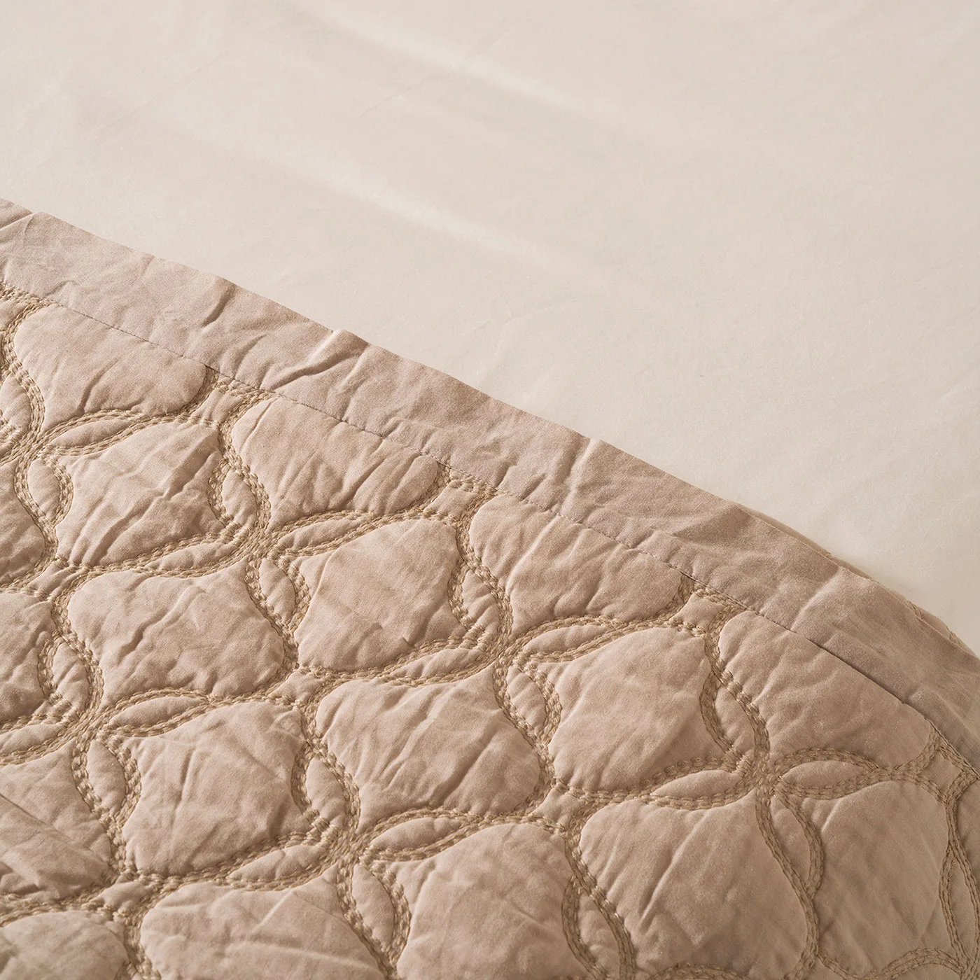Misha Sand Embroidered Cotton Quilt - Image 2