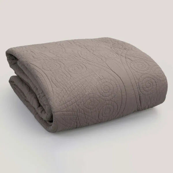 Pritvi Taupe Embroidered Cotton Quilt