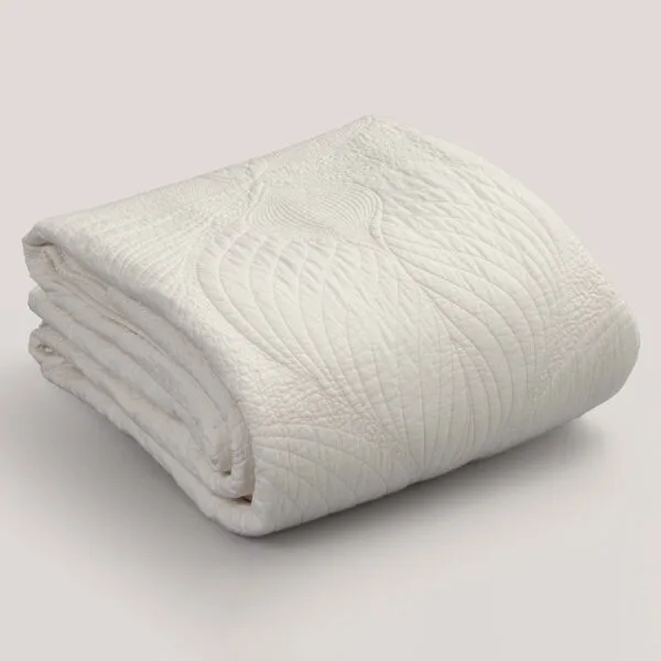 Leher White Embroidered Cotton Quilt