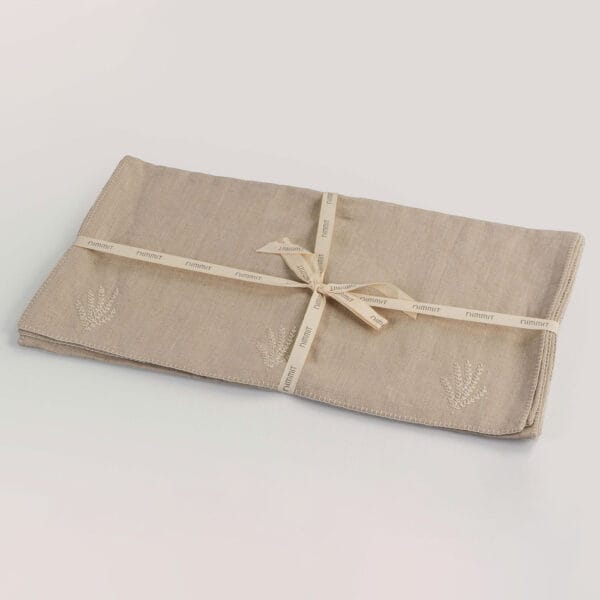 Usha Natural Hand Embroidered 100% Linen Table Runner