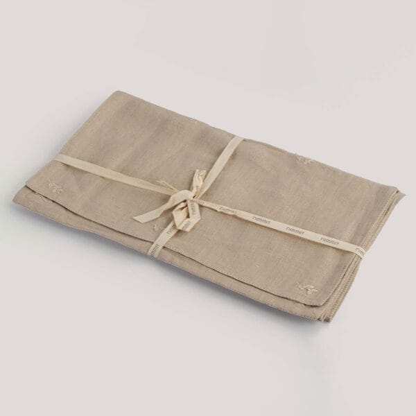 Patr Natural Hand Embroidered 100% Linen Table Runner
