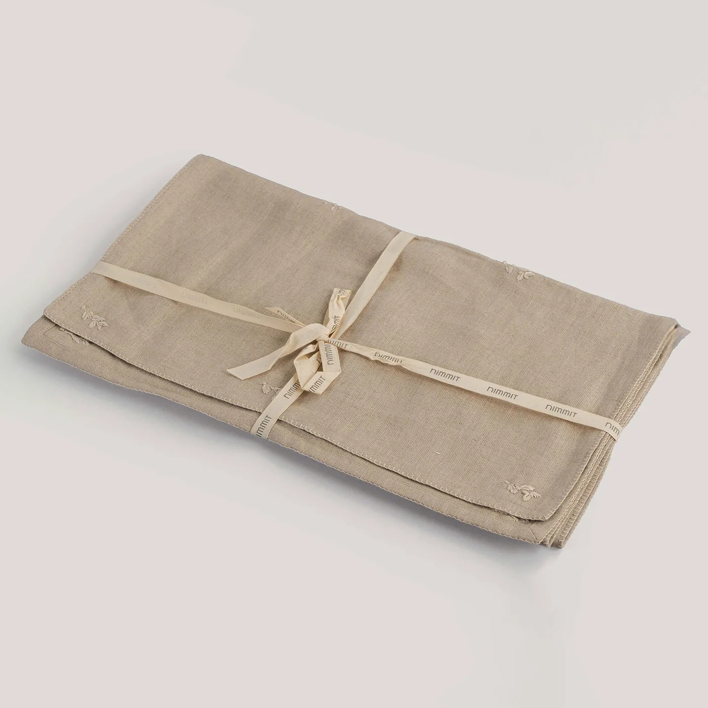Patr Natural Hand Embroidered 100% Linen Table Runner