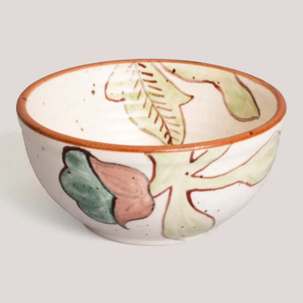 Geeth Ivory / Rust Handprinted Kalamkari Ceramic Katori (Set of 4)