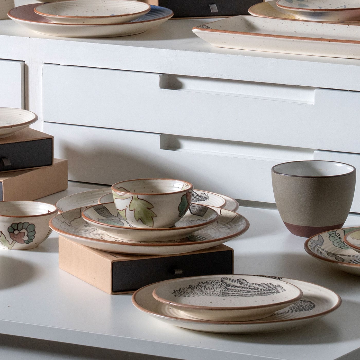 Geeth Ivory / Rust Handpainted Ceramic Katori (Set of 4) - Image 3