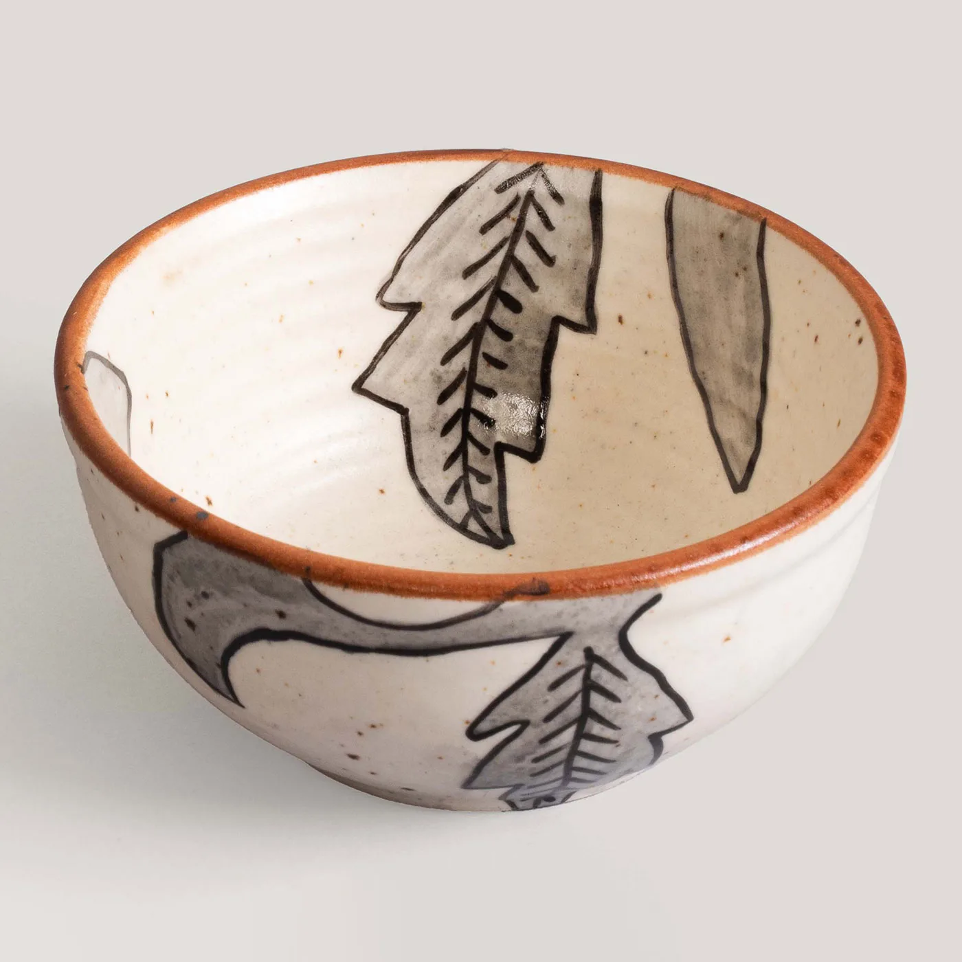 Priya Ivory / Aqua Handprinted Kalamkari Ceramic Bowl (Set of 4) - Image 2