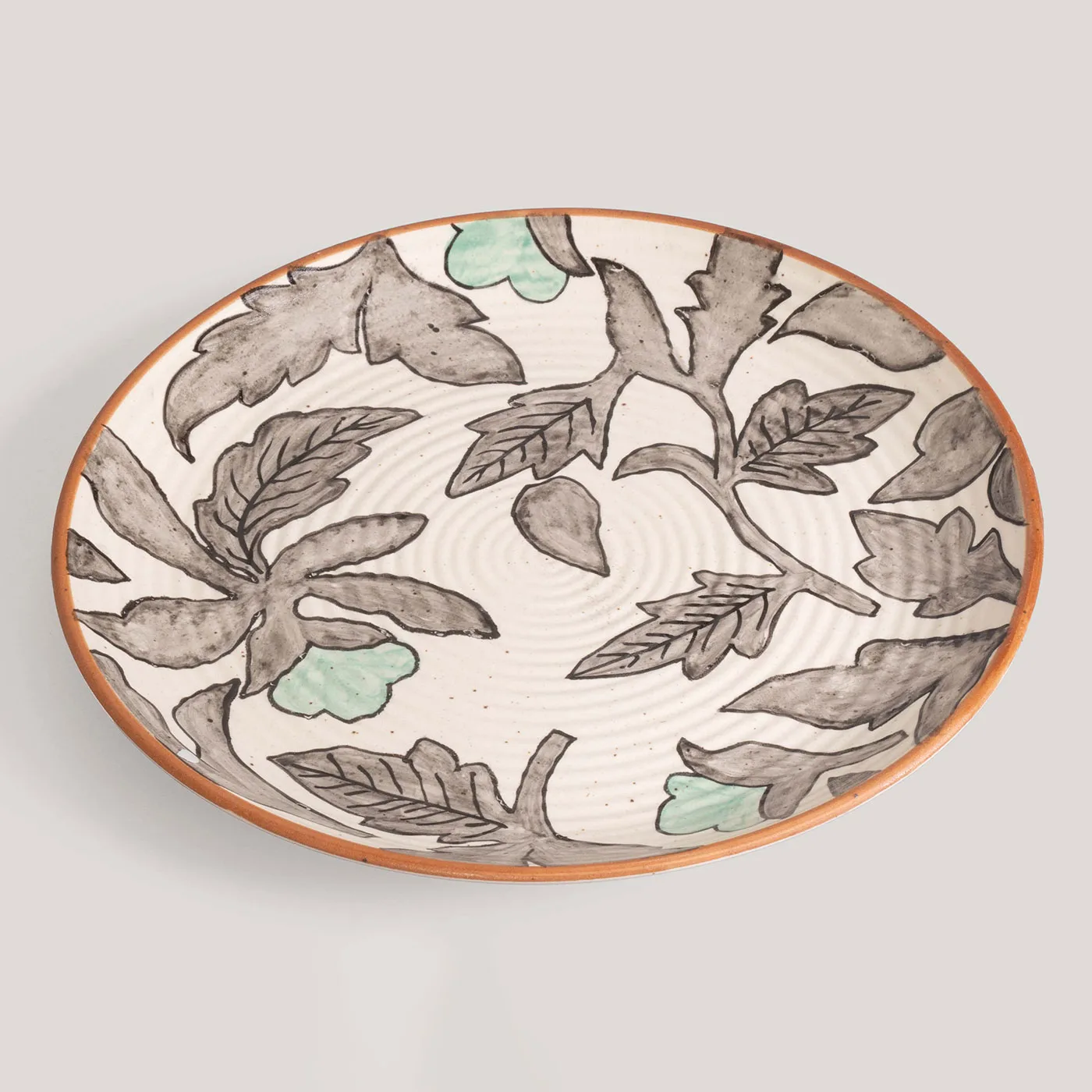 Geet Ivory / Grey Hand-Painted Ceramic Dinner Plate (Set of 4)