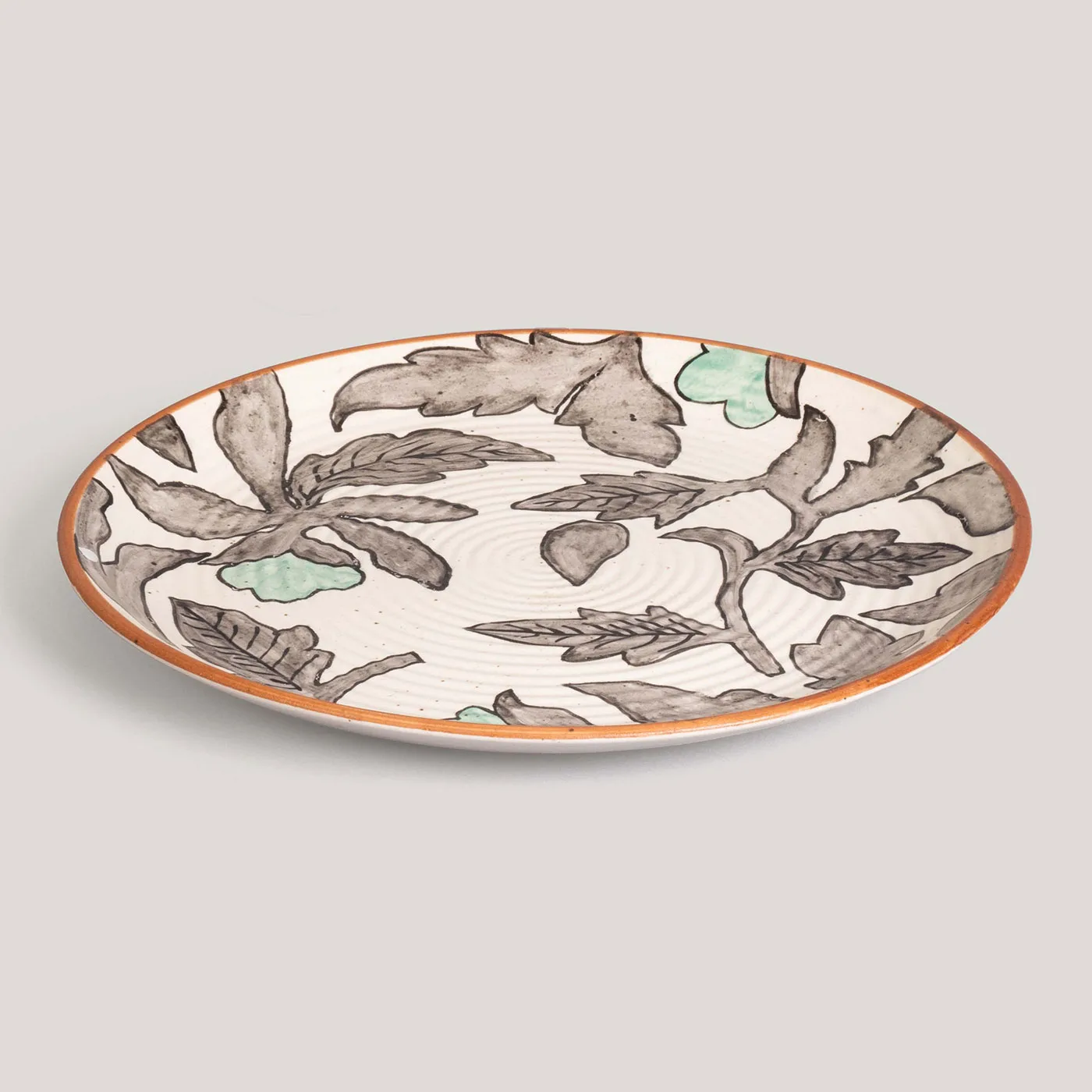 Geet Ivory / Grey Hand-Painted Ceramic Dinner Plate (Set of 4) - Image 2
