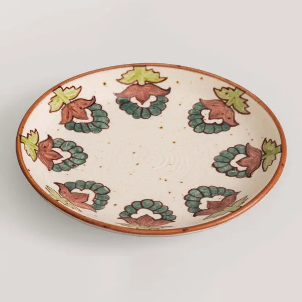 Priya Ivory / Rust Handprinted Kalamkari Ceramic Quarter Plate (Set of 4)