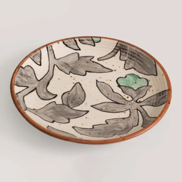 Geet Ivory / Grey Hand-Painted Kalamkari Quarter Plate (Set of 4)