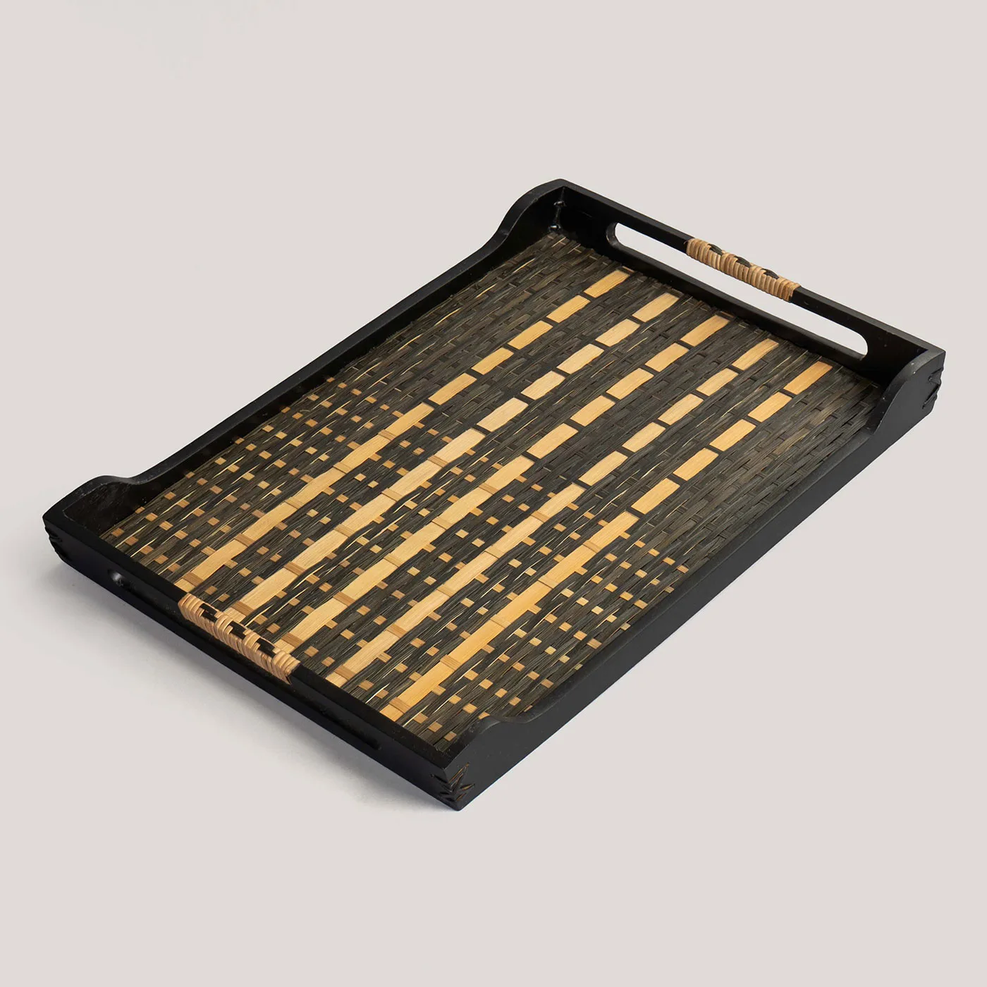 Triya Natural / Black Cane Handwoven Tray - Image 2